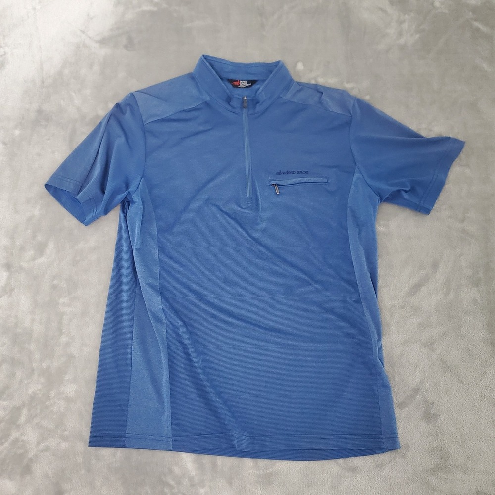 Wind Face Outdoor Mens Quarter Zip Polo Shirt Blue Short Sleeve Size 105 L Golf